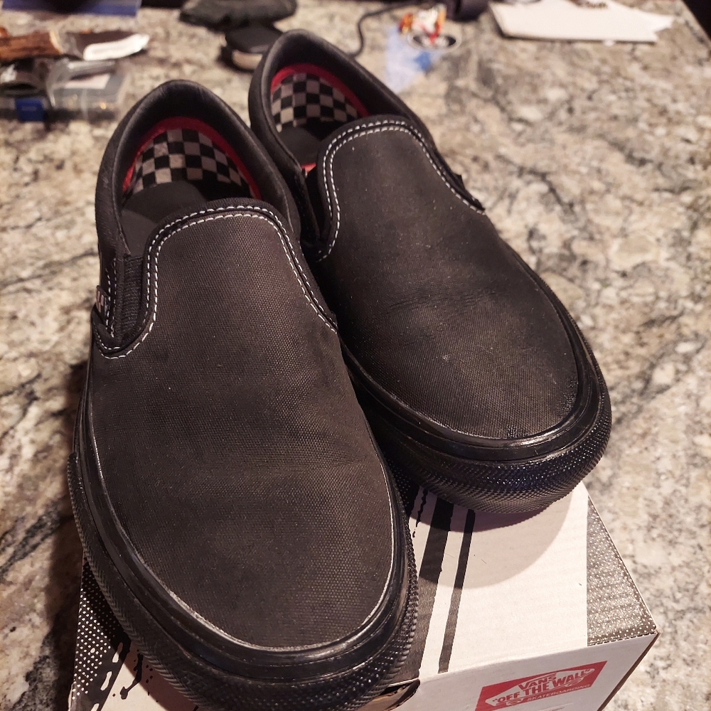 Vans 7.5 black slip ons